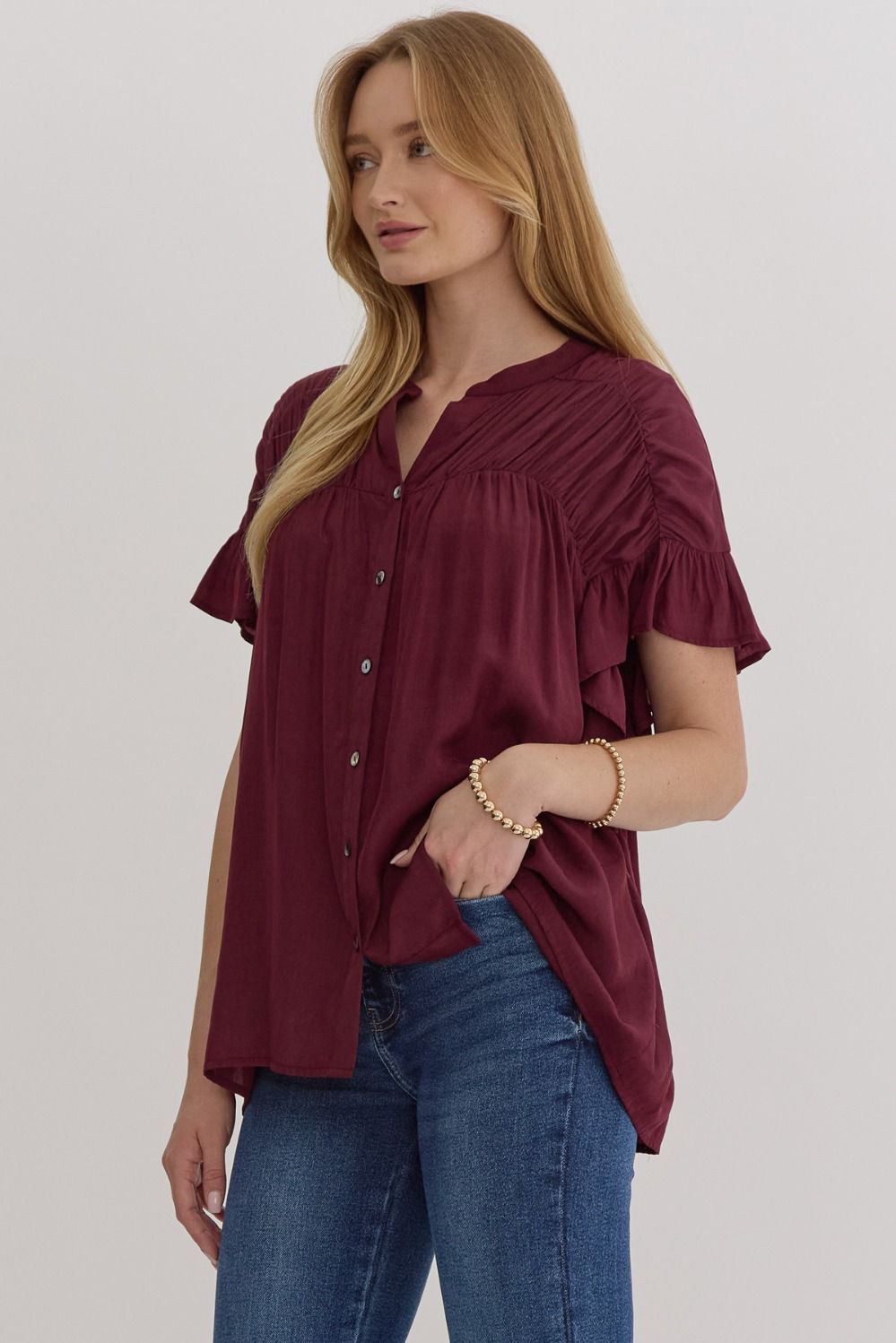 Plum Ruffle Top