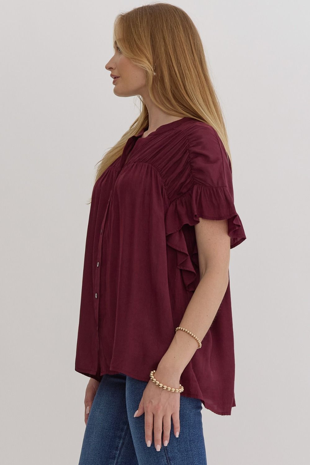 Plum Ruffle Top