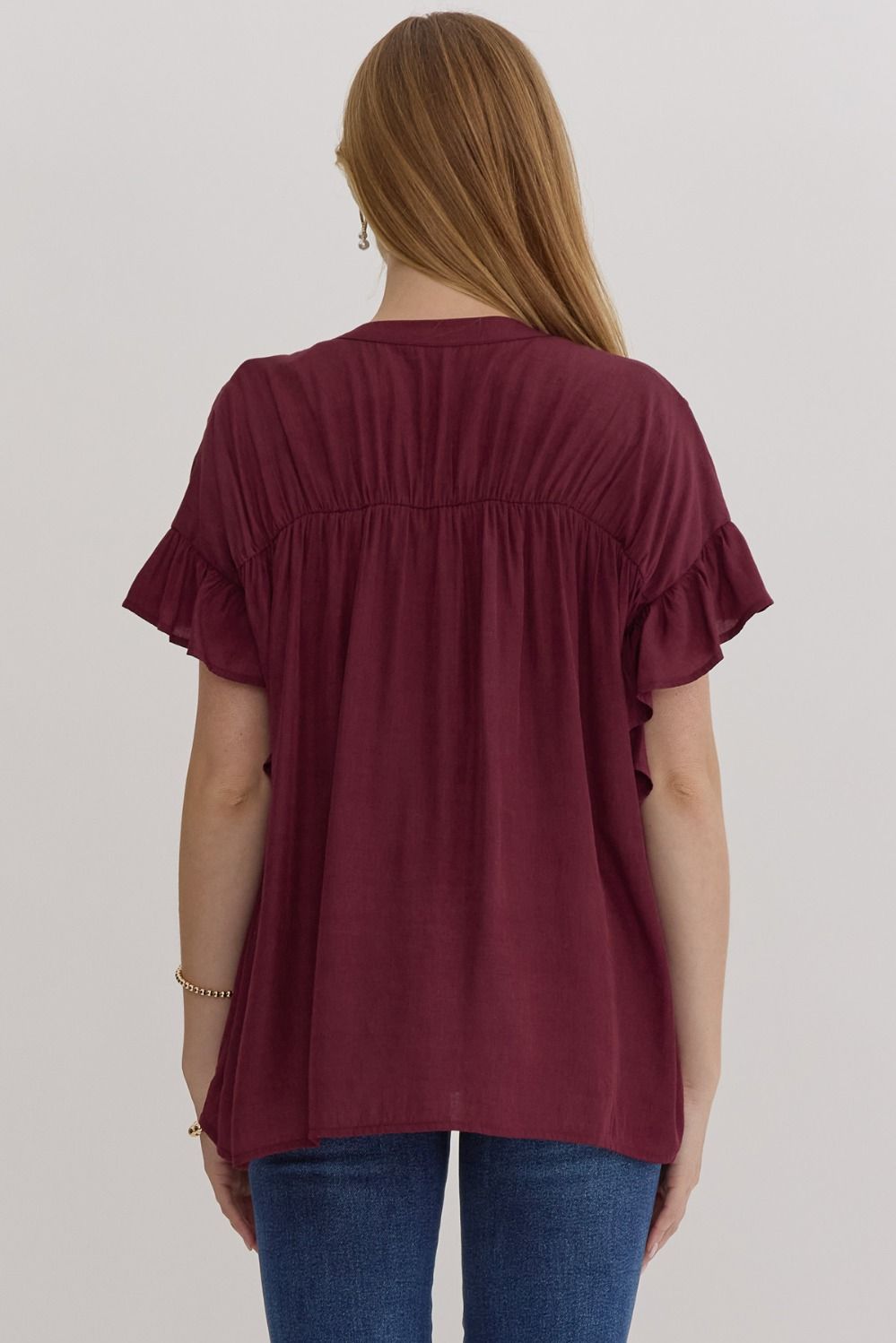 Plum Ruffle Top