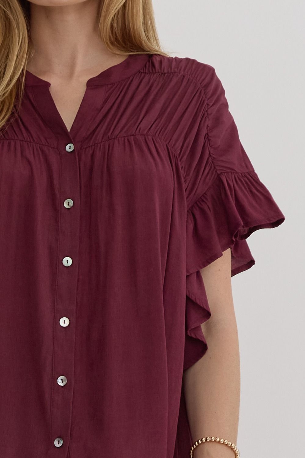 Plum Ruffle Top