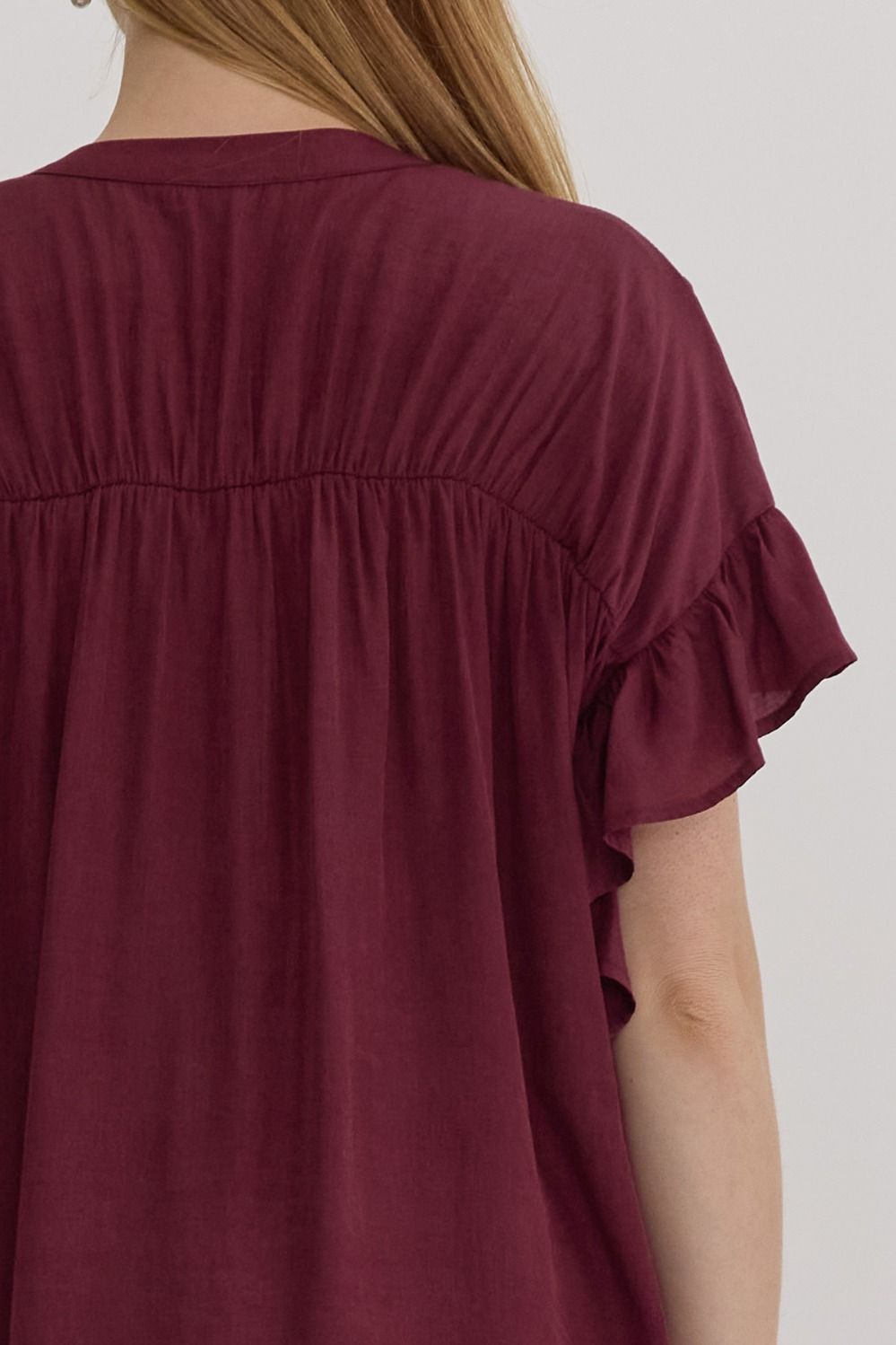 Plum Ruffle Top