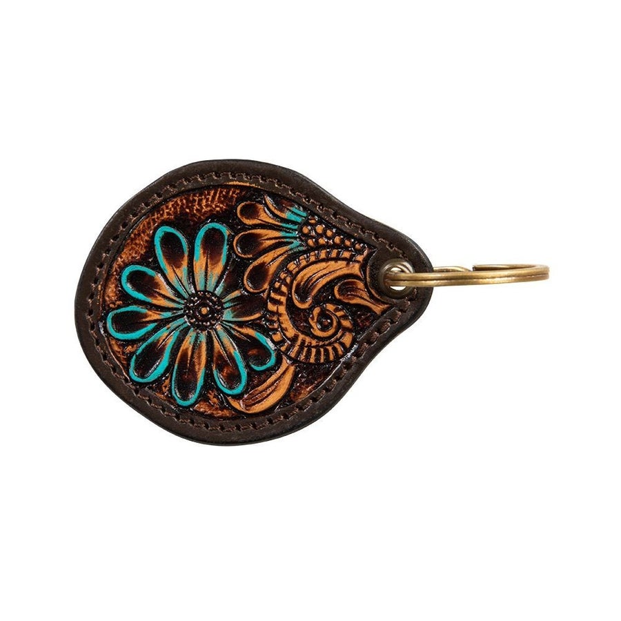 Glowing Bloom Hand Tooled Key Fob