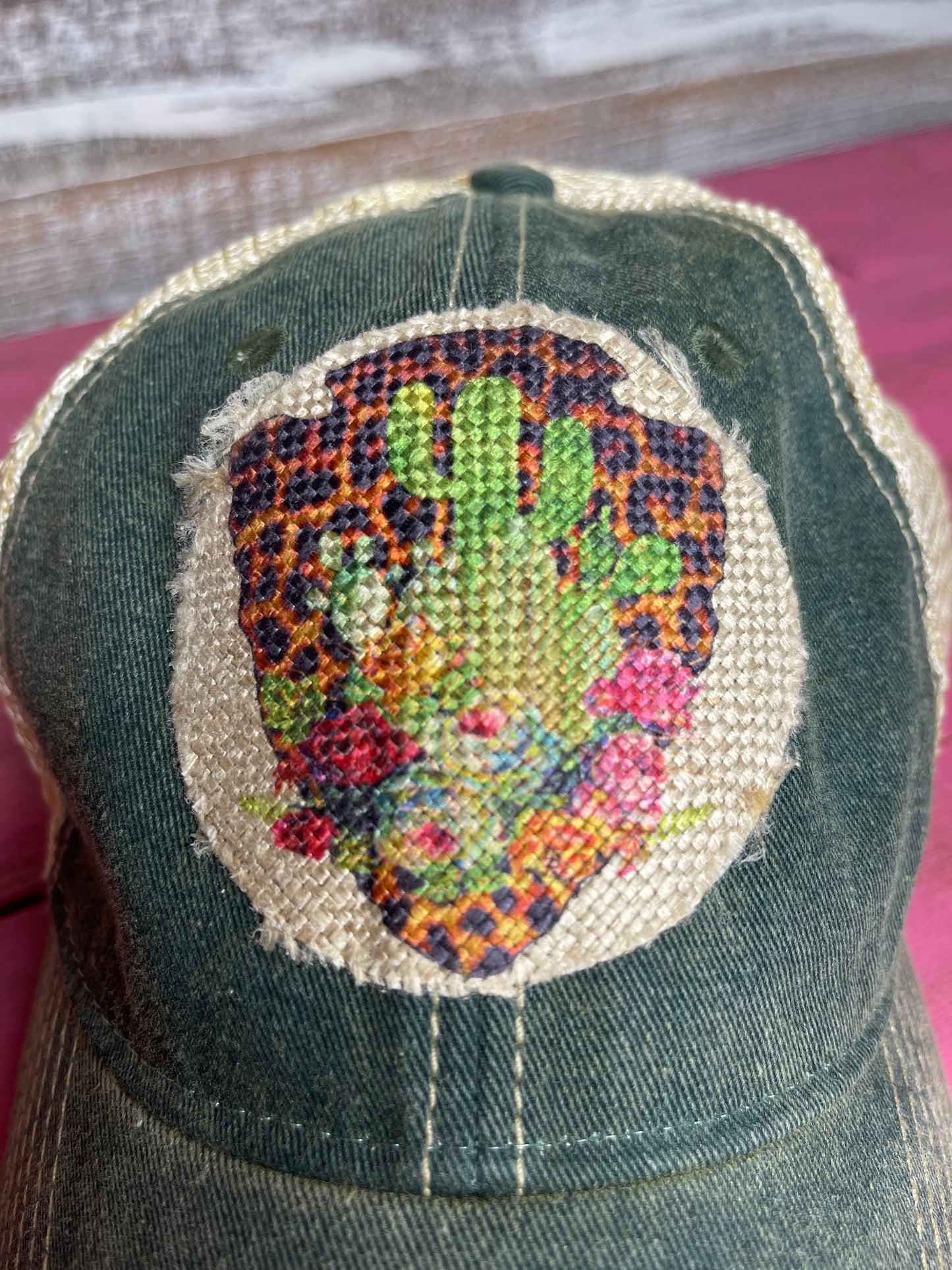 Aztec Leopard Patch Green Cap