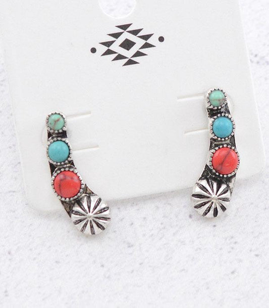 Dainty Turquoise and Red Earrings