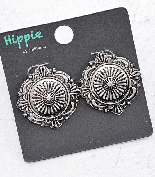 Harper Silver Concho Earrings