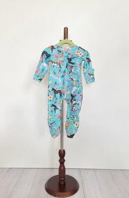 Horse Floral Baby Footie Romper