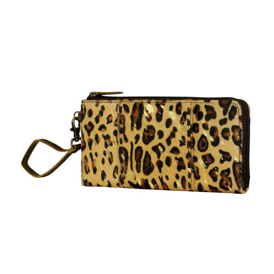 Gold Acid Wash Leopard Print Wallet/Wristlet