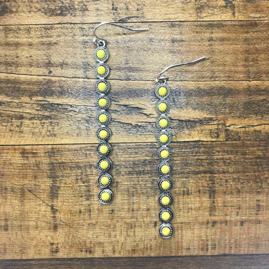 Yellow and Silver Dangle Earrings