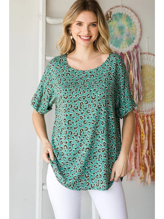 Jade Leopard Print Top