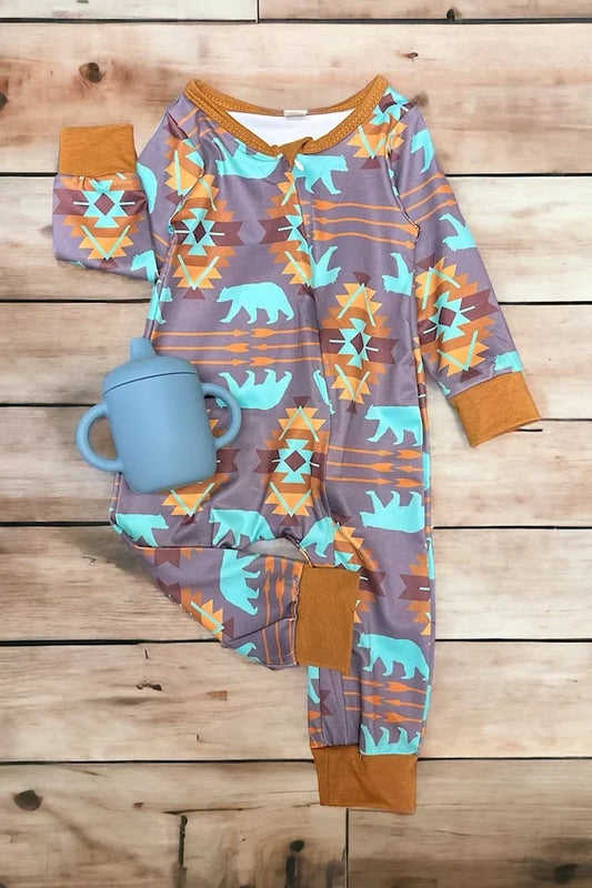 Bear Aztec Printed Boys Onesie
